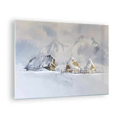 Schilderen op glas - In een besneeuwde vallei - 70x50 cm