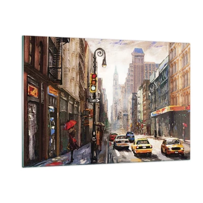 Schilderen op glas - New York - ook kleurrijk in de regen - 120x80 cm