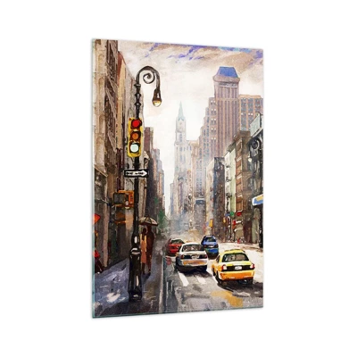 Schilderen op glas - New York - ook kleurrijk in de regen - 70x100 cm