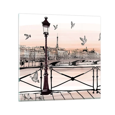 Schilderen op glas - Over de daken van Parijs - 40x40 cm