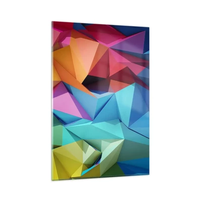 Schilderen op glas - Regenboog origami - 80x120 cm