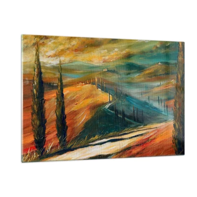 Schilderen op glas - Toscaans landschap - 120x80 cm