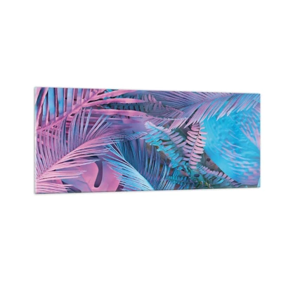 Schilderen op glas - Tropen in roze en blauw - 100x40 cm