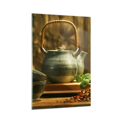 Schilderen op glas - Verhandeling over het drinken van thee - 70x100 cm