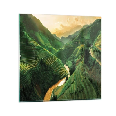 Schilderen op glas - Vietnamese vallei - 30x30 cm