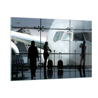 Schilderen op glas - Vis a vis op de luchthaven - 120x80 cm