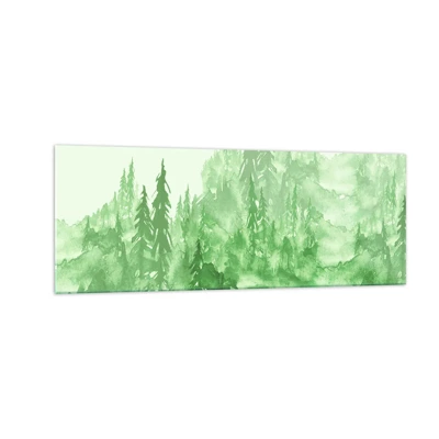 Schilderen op glas - Wazig met groene mist - 140x50 cm