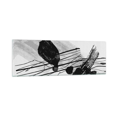 Schilderen op glas - Zwart-wit organische abstractie - 90x30 cm
