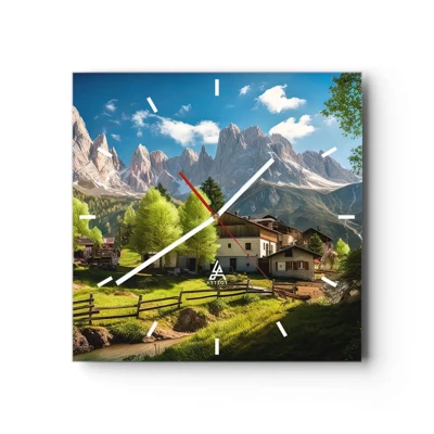 Wandklok - Klok - Alpine idylle - 30x30 cm