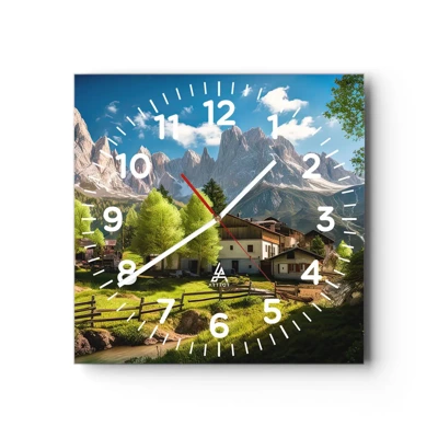 Wandklok - Klok - Alpine idylle - 30x30 cm