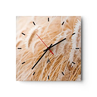 Wandklok - Klok - Het gouden geritsel van het gras - 40x40 cm