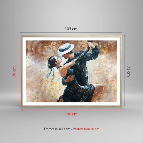 Een poster in een licht eiken lijst - A la Rudolf Valentino - 100x70 cm