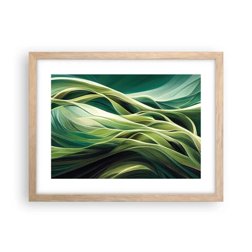 Een poster in een licht eiken lijst - Abstract groen spel - 40x30 cm