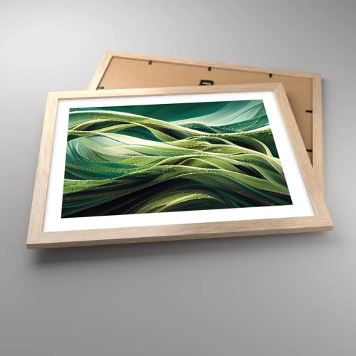 Een poster in een licht eiken lijst - Abstract groen spel - 40x30 cm