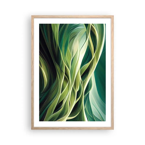 Een poster in een licht eiken lijst - Abstract groen spel - 50x70 cm