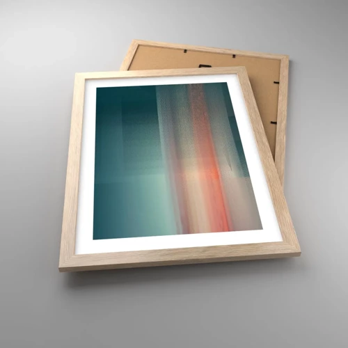 Een poster in een licht eiken lijst - Abstractie: golven van licht - 30x40 cm