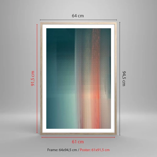 Een poster in een licht eiken lijst - Abstractie: golven van licht - 61x91 cm