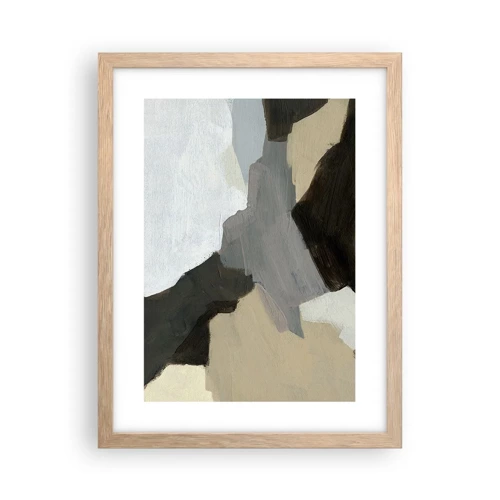 Een poster in een licht eiken lijst - Abstractie: het kruispunt van grijs - 30x40 cm
