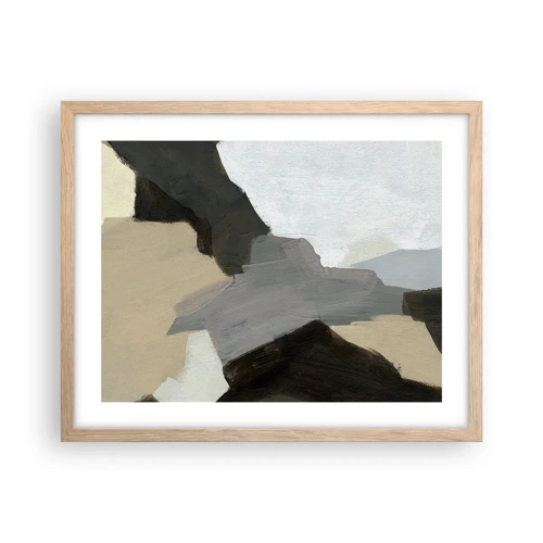 Een poster in een licht eiken lijst - Abstractie: het kruispunt van grijs - 50x40 cm