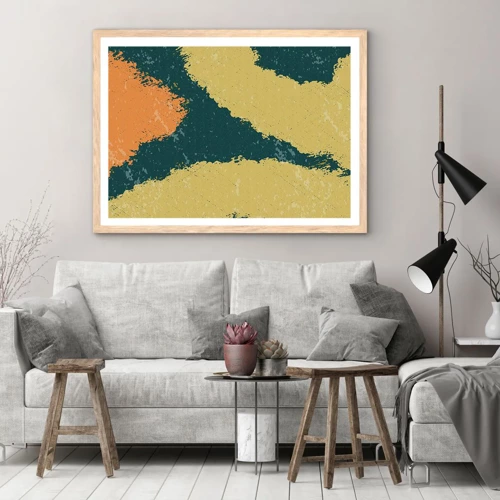 Een poster in een licht eiken lijst - Abstractie – langzame beweging - 40x30 cm