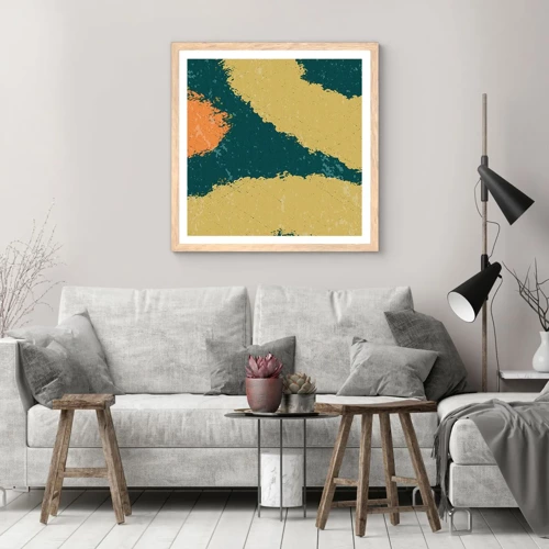 Een poster in een licht eiken lijst - Abstractie – langzame beweging - 40x40 cm