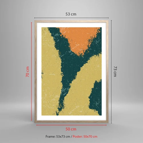 Een poster in een licht eiken lijst - Abstractie – langzame beweging - 50x70 cm