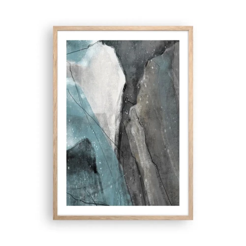 Een poster in een licht eiken lijst - Abstractie: rotsen en ijs - 50x70 cm