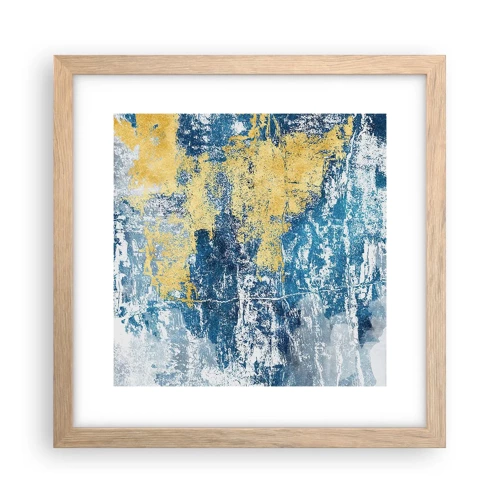 Een poster in een licht eiken lijst - Abstractie vol met weer - 30x30 cm