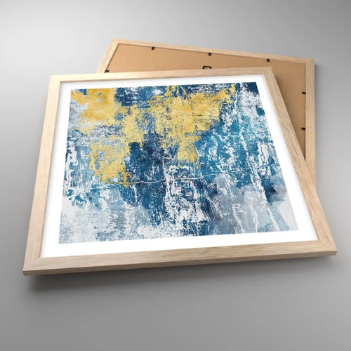 Een poster in een licht eiken lijst - Abstractie vol met weer - 40x40 cm