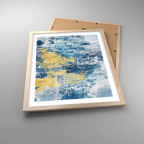 Een poster in een licht eiken lijst - Abstractie vol met weer - 40x50 cm