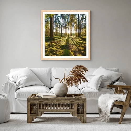 Een poster in een licht eiken lijst - … Achter de zeven bossen - 50x50 cm