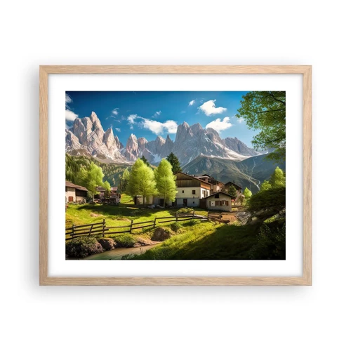 Een poster in een licht eiken lijst - Alpine idylle - 50x40 cm