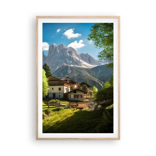Een poster in een licht eiken lijst - Alpine idylle - 61x91 cm