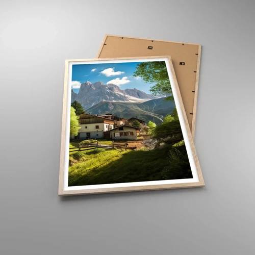 Een poster in een licht eiken lijst - Alpine idylle - 61x91 cm