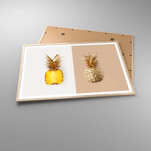 Een poster in een licht eiken lijst - Ananas voor ons - 100x70 cm