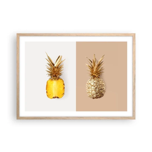 Een poster in een licht eiken lijst - Ananas voor ons - 70x50 cm