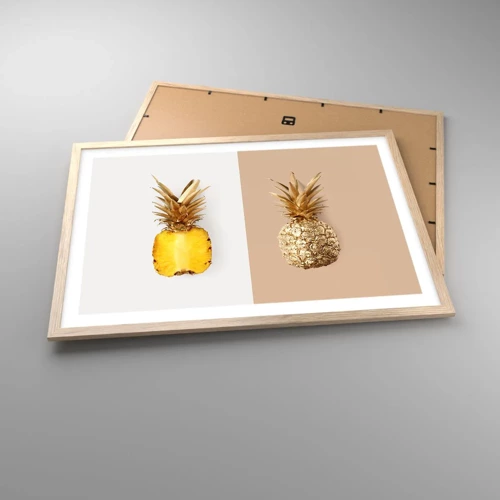 Een poster in een licht eiken lijst - Ananas voor ons - 70x50 cm