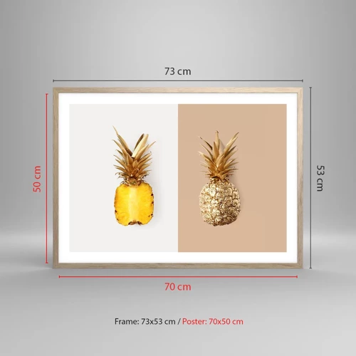 Een poster in een licht eiken lijst - Ananas voor ons - 70x50 cm