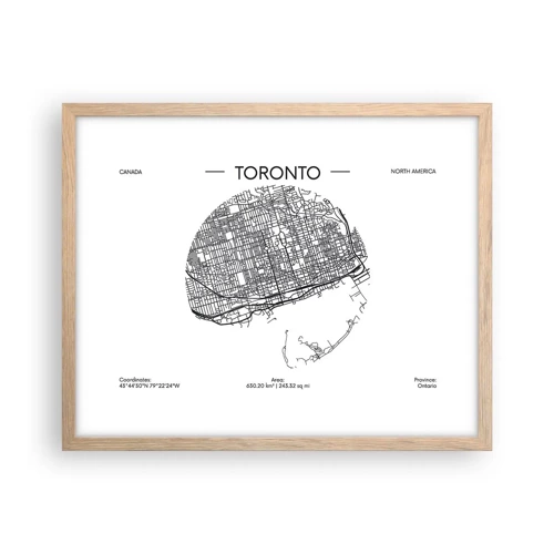 Een poster in een licht eiken lijst - Anatomie van Toronto - 50x40 cm