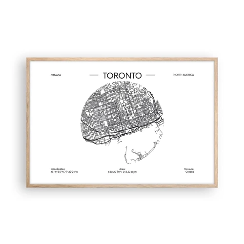 Een poster in een licht eiken lijst - Anatomie van Toronto - 91x61 cm