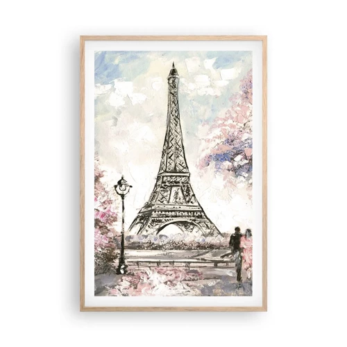 Een poster in een licht eiken lijst - Aprilwandeling door Parijs - 61x91 cm