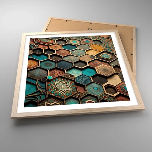 Een poster in een licht eiken lijst - Arabische ornamenten – variatie - 50x50 cm