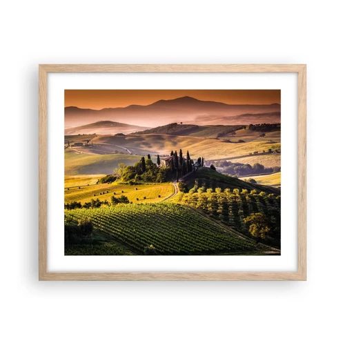 Een poster in een licht eiken lijst - Arcadia - het Toscaanse landschap - 50x40 cm