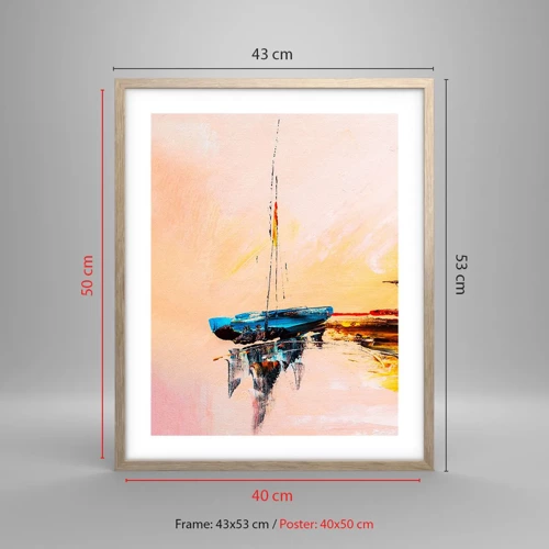 Een poster in een licht eiken lijst - Avond in de jachthaven - 40x50 cm