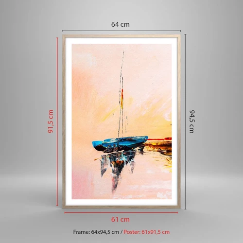 Een poster in een licht eiken lijst - Avond in de jachthaven - 61x91 cm