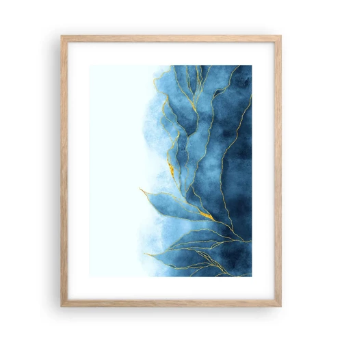 Een poster in een licht eiken lijst - Blauw in goud - 40x50 cm