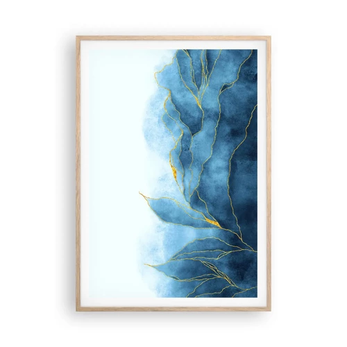 Een poster in een licht eiken lijst - Blauw in goud - 70x100 cm
