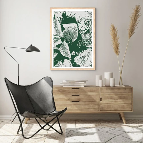 Een poster in een licht eiken lijst - Boeket - de wereld van groen - 50x70 cm