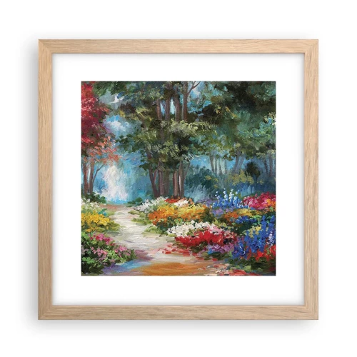 Een poster in een licht eiken lijst - Bostuin, bloemenbos - 30x30 cm