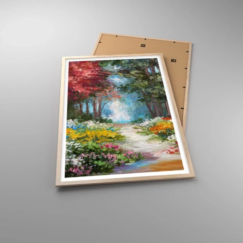 Een poster in een licht eiken lijst - Bostuin, bloemenbos - 61x91 cm